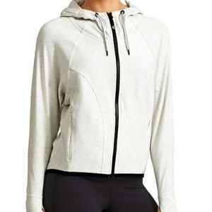 Athleta hooded jacket size small, white heather.